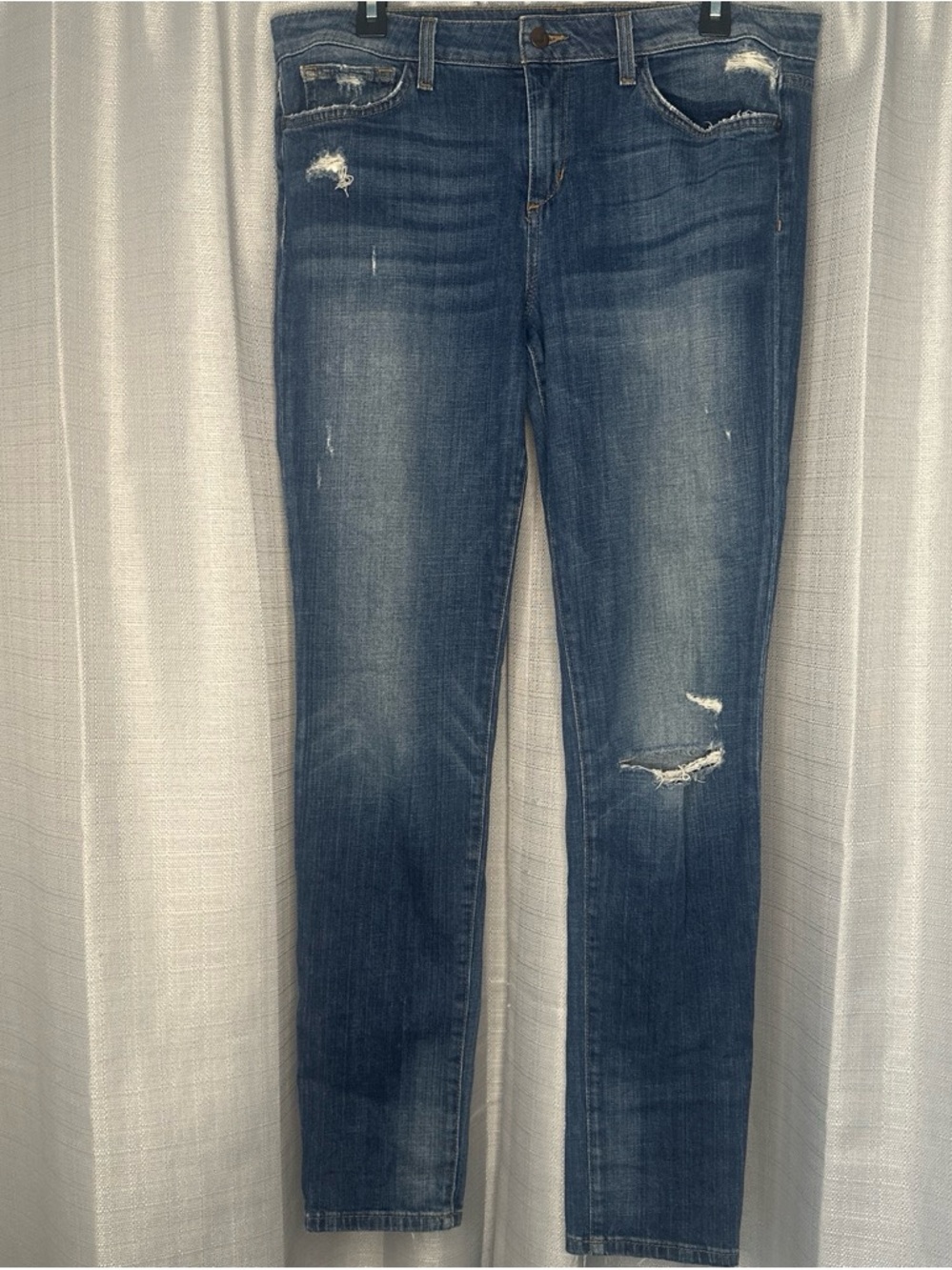 Joe's Jeans Distressed Skinny Jeans in Dark Blue Wash
